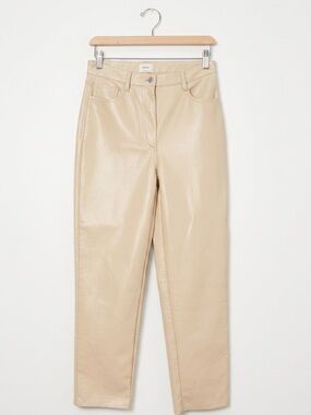Aritzia Wilfred Melina Pant Vegan Leather Beige - Size 6